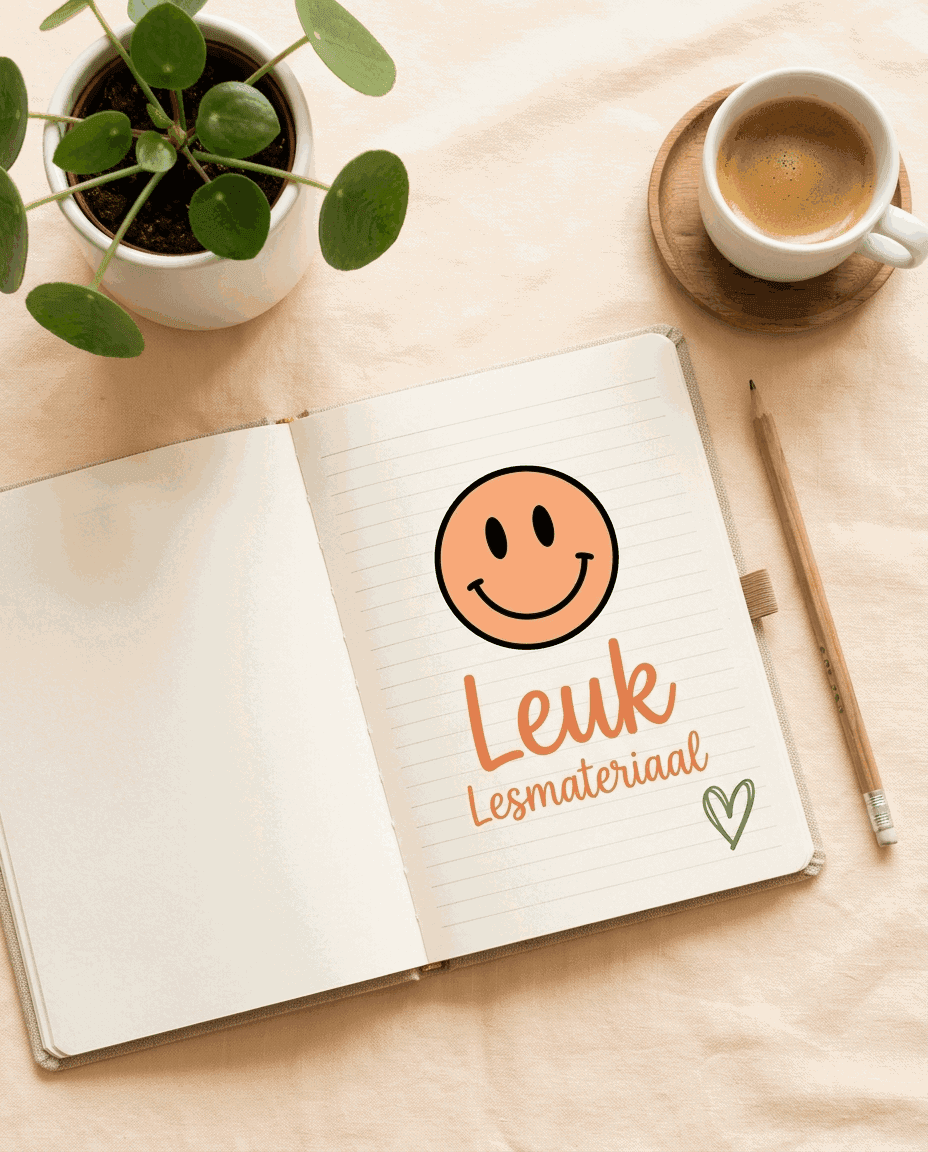 Leuk Lesmateriaal notitieboek met plant en koffie